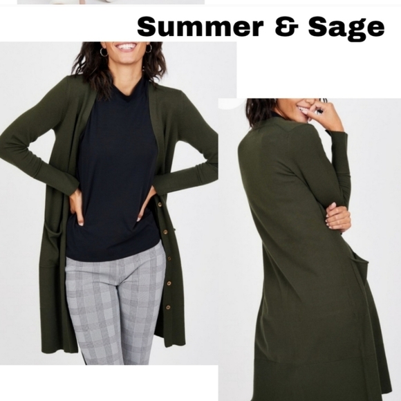 Summer & Sage Maxi Button Down Cardigan. Sz Lrg.  New with tags. - Picture 2 of 3